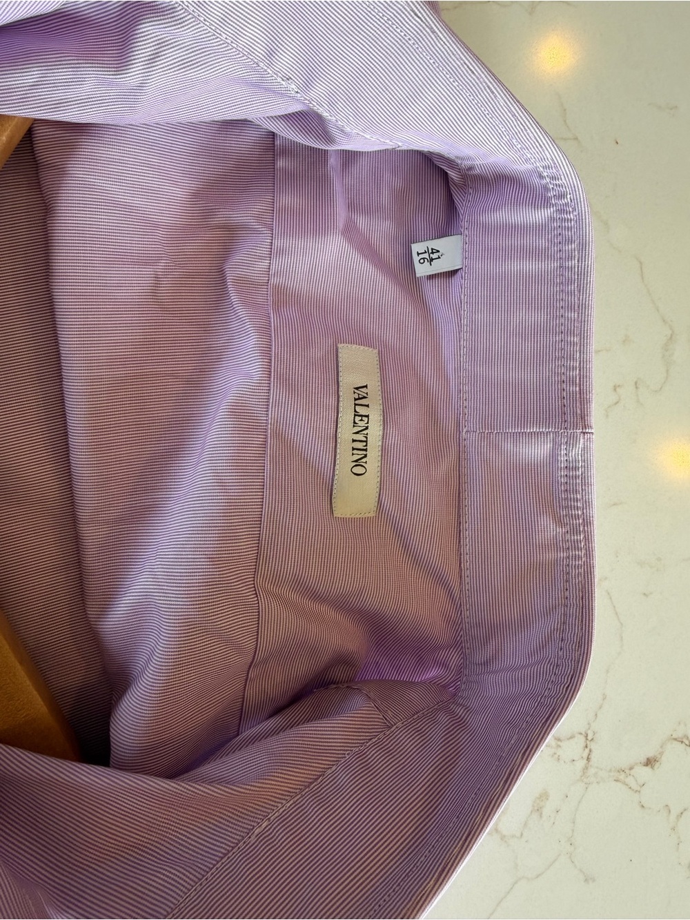 Valentino Light Lavender Stripe Men's Dress Shirt Cotton Italy / 41 / 16 - Picture 10 of 15
